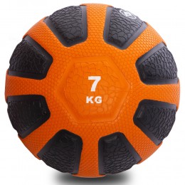 М'яч медичний медбол Zelart Medicine Ball FI-0898-7 7 кг чорний-жовтогарячий Код FI-0898-7(Z)