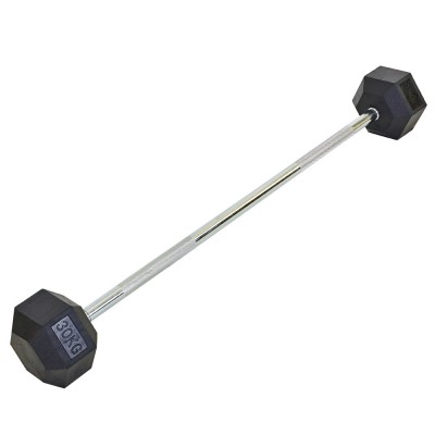 Штанга фіксована пряма гумова Record Rubber Hexagon Barbell TA-6230-30 довжина-95 см 30 кг Код(Z)