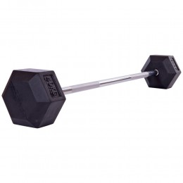 Штанга фіксована пряма гумова Record Rubber Hexagon Barbell TA-6230-40 довжина-95 см 40 кг Код(Z)