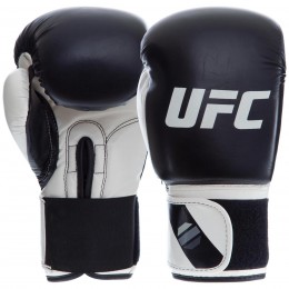 Рукавиці боксерські PU на липучці UFC PRO Compact UHK-75004 (PU, р-р Reg(S-M), білий-чорний)