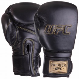 Рукавиці боксерські шкіряні на липучці UFC PRO Prem Hook & Loop UHK-75049 (р-р 14oz, чорний)