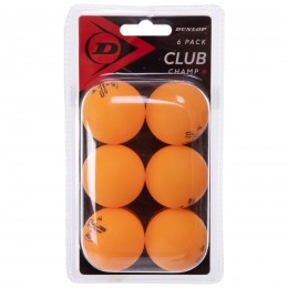 Набір м'ячів для настільного тенісу 6 штук DUNLOP DL679350 D TT BL 40+ CLUB CHAMP 6 BALL BLISTER OR (пластик,