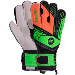 Рукавиці воротарські GK-009 SOCCERMAX (PVC, PL, р-р 8-10, салатовий-жовтогарячий чорний)