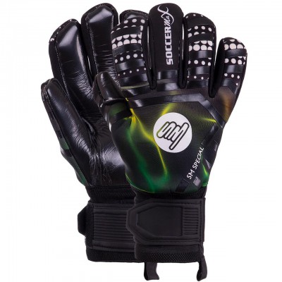 Рукавиці воротарські GK-015 SOCCERMAX (PVC, PL, р-р 8-10, салатовий-чорний)