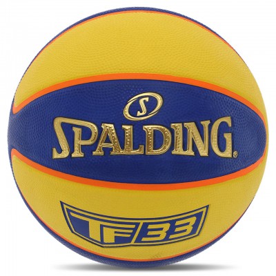 М'яч баскетбольний гумовий No6 SPALDING 84352Y TF-33 (гума, бутил, синій-жовтий)