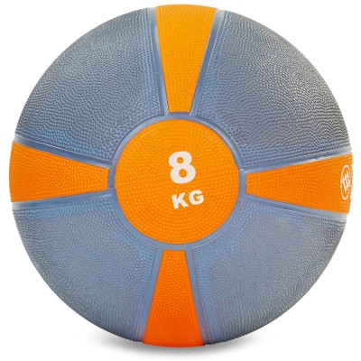 М'яч медичний медбол Zelart Medicine Ball FI-5122-8 8 кг сірий-жовтогарячий Код FI-5122-8(Z)