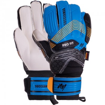 Рукавиці воротарські GK-023 SOCCERMAX (PVC, PL, р-р 8-10, синій-чорний)