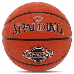 М'яч баскетбольний гумовий No7 SPALDING 84440Y NEVERFLAT HEX (гума, бутил, жовтогарячий)