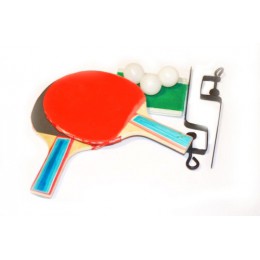 Набір для настільного тенісу (2 ракетки + 3 кульки +сітка зі стійками). (S-12002)