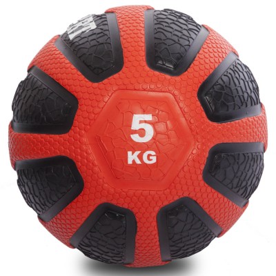 М'яч медичний медбол Zelart Medicine Ball FI-0898-5 5 кг чорний-червоний Код FI-0898-5(Z)