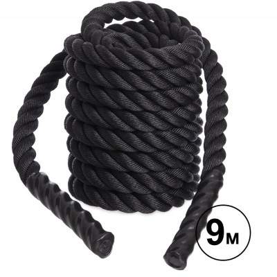 Канат для кросфіту COMBAT BATTLE ROPE Zelart FI-5311-9 9 м чорний Код FI-5311-9(Z)