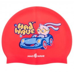 Шапочка для плавання дитяча MadWave BUNNY M057812000W (силікон, червоний)