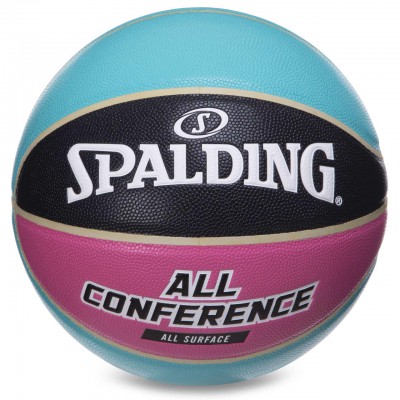 М'яч баскетбольний PU No7 SPALDING 76895Y ALL CONFERENCE (PU, бутил, блакитний-чорний)