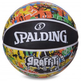 М'яч баскетбольний гумовий No7 SPALDING 84372Y GRAFFITI (гума, бутил, чорний жовтий)