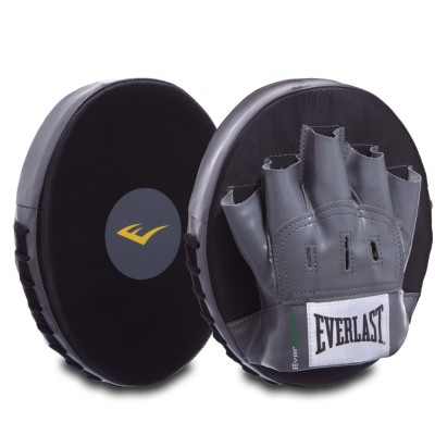 Лапа Пряма кругла для боксу та єдиноборств EVERLAST PUNCH MITTS EV4318 24х19х3,5 см 2 шт. чорний-сірий Код(Z)