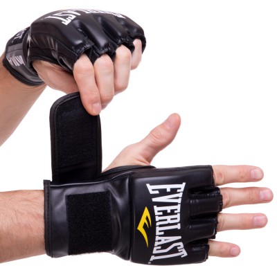 Рукавиці для змішаних єдиноборств MMA шкіряні EVERLAST PRO STYLE EV7778 S-XL чорний Код EV7778(Z)