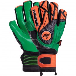 Рукавиці воротарські GK-001 SOCCERMAX (PVC, PL, р-р 8-10, салатовий-жовтогарячий)