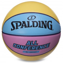 М'яч баскетбольний PU No7 SPALDING 76896Y ALL CONFERENCE (PU, бутил, жовтий-блакитний)