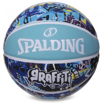 М'яч баскетбольний гумовий No7 SPALDING 84373Y GRAFFITI (гума, бутил, блакитний-синій)