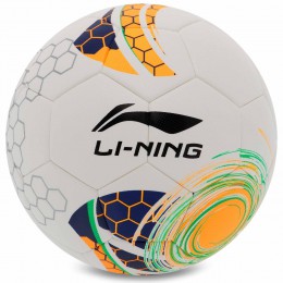 М'яч футбольний No5 PU+EVA Клеєний LI-NING LFQK579-1 (клеєний, білий-жовтий)