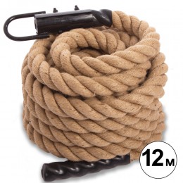 Канат спортивний для лазанья з кріпленням COMBAT BATTLE ROPE Zelart FI-0910-12 12 м коричневий Код FI-0910-12(Z)