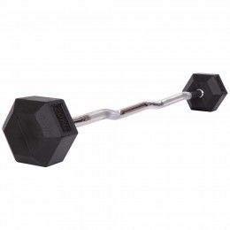 Штанга фіксована вигнута погумована Rubber Hexagon Barbell Zelart TA-6231-20 довжина-95 см 20 кг Код(Z)