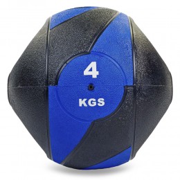 М'яч медичний медбол із двома ручками Record Medicine Ball FI-5111-4 4 кг чорний-синій Код FI-5111-4(Z)