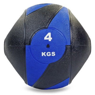 М'яч медичний медбол із двома ручками Record Medicine Ball FI-5111-4 4 кг чорний-синій Код FI-5111-4(Z)