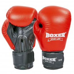 Рукавиці боксерські шкіряні на липучці BOXER 2023 (р-р 10-12oz, кольори в асортименті)