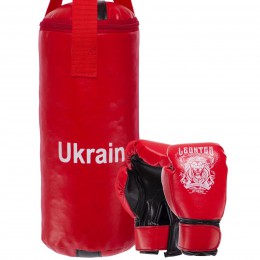 Боксерський набір дитячий (рукавички + флешок) LEV UKRAINE LV-9940 (PVC, мішок h-40 см, d-15 см, рукавички 2oz, кольори