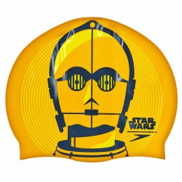 Шапочка для плавання SPEEDO SLOGAN PRINT 808385C797 Star Wars C3PO (силікон, жовтогарячий-чорний)