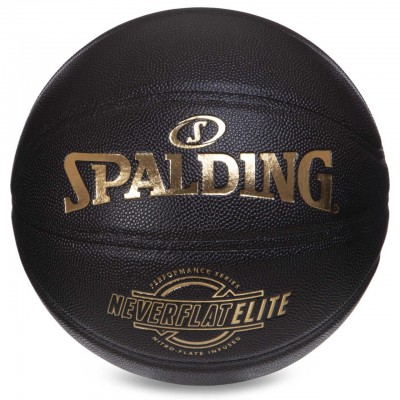 М'яч баскетбольний PU No7 SPALDING 76991Y NEVERFLAT ELITE (PU, бутил, чорний)