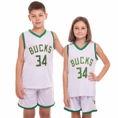 Форма баскетбольна дитяча NBA BUCKS 34 SP-Sport 3582 S-2XL білий-зелений Код 3582