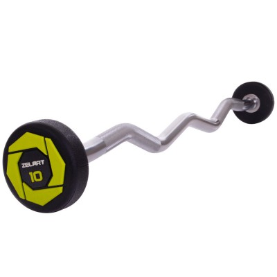 Штанга фіксована вигнута поліуретанова Zelart Urethane Barbell TA-2690-10 довжина-10 см 10 кг Код(Z)