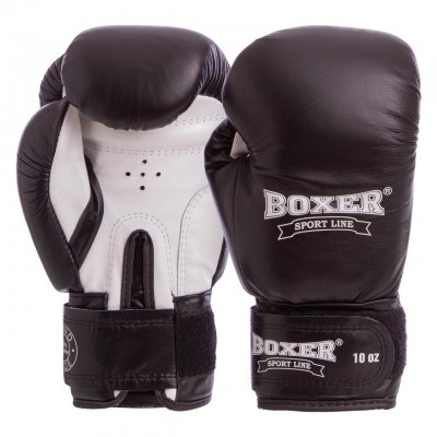 Рукавиці боксерські шкіряні на липучці BOXER 2023 (р-р 10-12oz, кольори в асортименті)