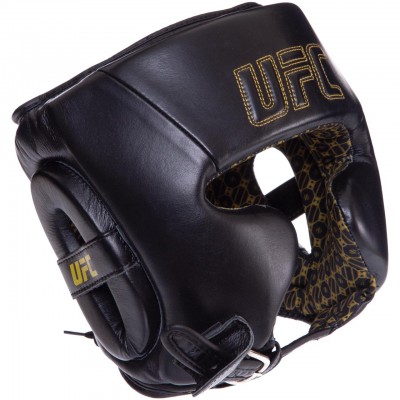 Шолом боксерський у мексиканському стилі шкіряний UFC PRO Prem Lace Up UHK-75054 (р-р S-M, чорний)