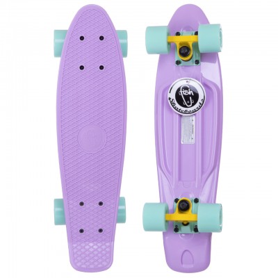 Скейтборд пластиковий Penny Original FISH 22in однотонна дека SP-Sport SK-401-3 (Pastel фіолетово-жовтий-зелен)