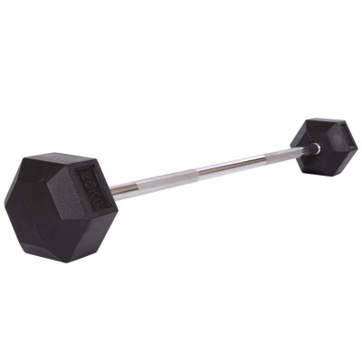 Штанга фіксована пряма гумова Record Rubber Hexagon Barbell TA-6230-25 довжина-95 см 25 кг Код(Z)