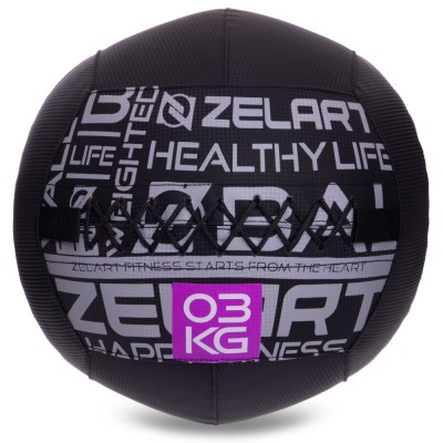 М'яч набивний для кросфіту волбол WALL BALL Zelart FI-2637-3 3 кг чорний Код FI-2637-3(Z)