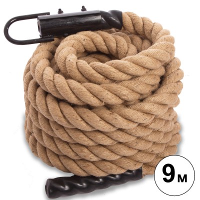 Канат спортивний для лазанья з кріпленням COMBAT BATTLE ROPE Zelart FI-0910-9 9 м коричневий Код FI-0910-9(Z)