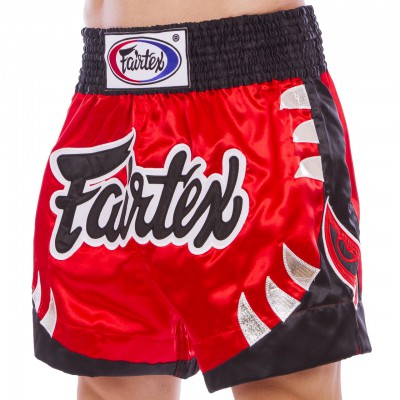 Шорти для тайського боксу та кікбоксингу FAIRTEX BS0611 (сатин, нейлон, р-р S-2XL, червоний-чорний)