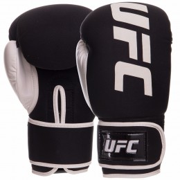 Рукавиці боксерські неопренові на липучці UFC PRO Washable UHK-75023 (неопрен, р-р Reg (S-M), білий)