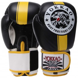 Рукавиці боксерські шкіряні на липучці YOKKAO YK016 (р-р 10-16oz, кольори в асортименті)