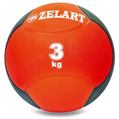 М'яч медичний медбол Zelart Medicine Ball FI-5121-3 3 кг червоний-чорний Код FI-5121-3(Z)