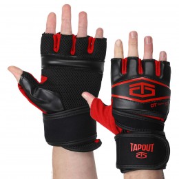 Рукавиці для змішаних єдиноборств MMA PU TAPOUT SB168520 (PU, PL, р-р S-XL, чорний-червоний)