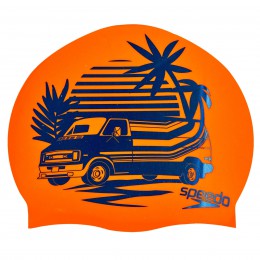 Шапочка для плавання SPEEDO SLOGAN PRINT 808385C859 (силікон, оранжево-синій)