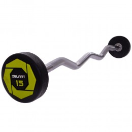 Штанга фіксована вигнута поліуретанова Zelart Urethane Barbell TA-2690-15 довжина-104 см 15 кг Код(Z)