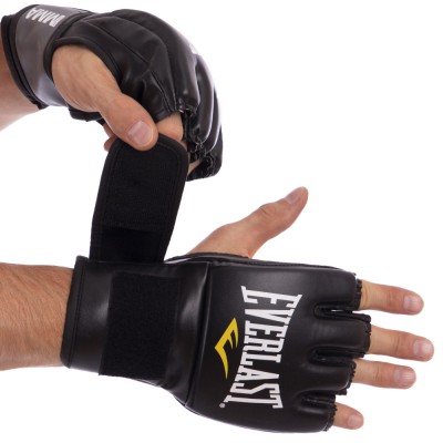 Рукавиці для змішаних єдиноборств MMA EVERLAST 7778B PRO STYLE GRAPPLING S-XL чорний-сірий Код 7778B(Z)