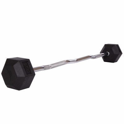 Штанга фіксована вигнута погумована Rubber Hexagon Barbell Zelart TA-6231-25 довжина-95 см 25 кг Код(Z)