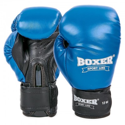 Рукавиці боксерські шкіряні на липучці BOXER 2023 (р-р 10-12oz, кольори в асортименті)